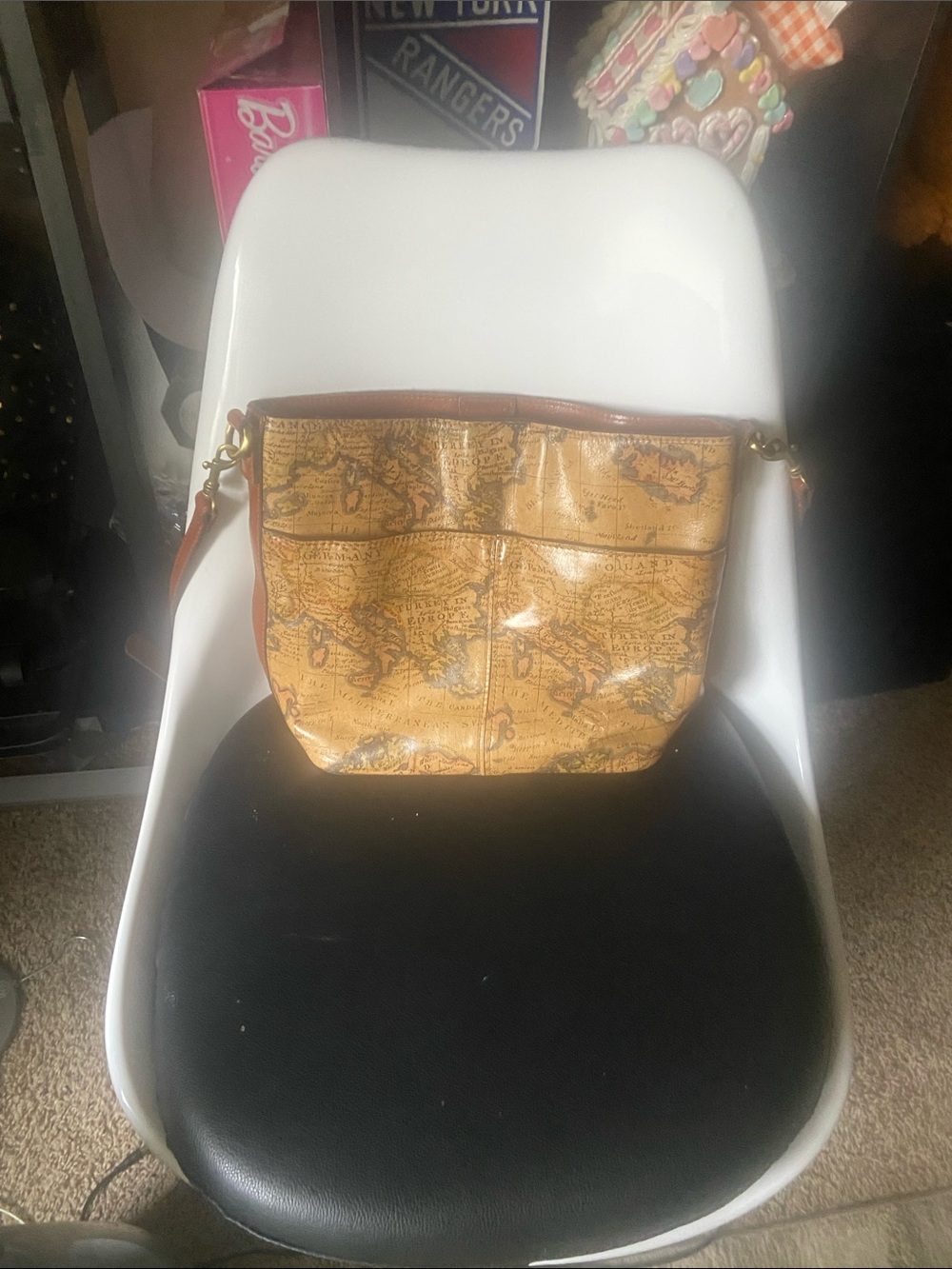 Patricia Nash Tan Map-Print Crossbody Bag